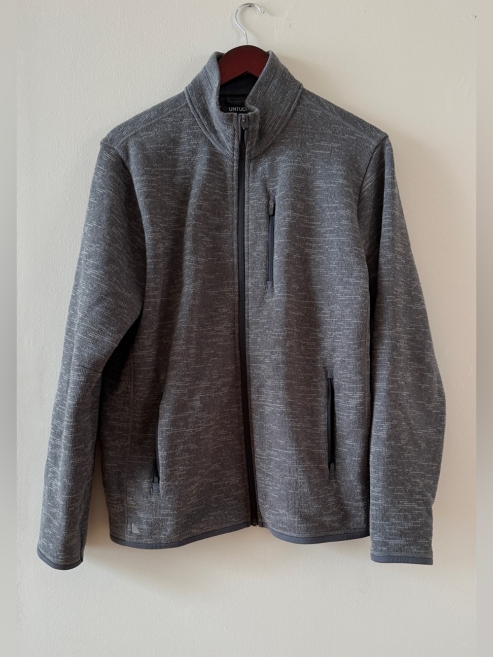UNTUCKit Men’s Gray Fleece Knit Full Zip Kezoh Jacket Size M